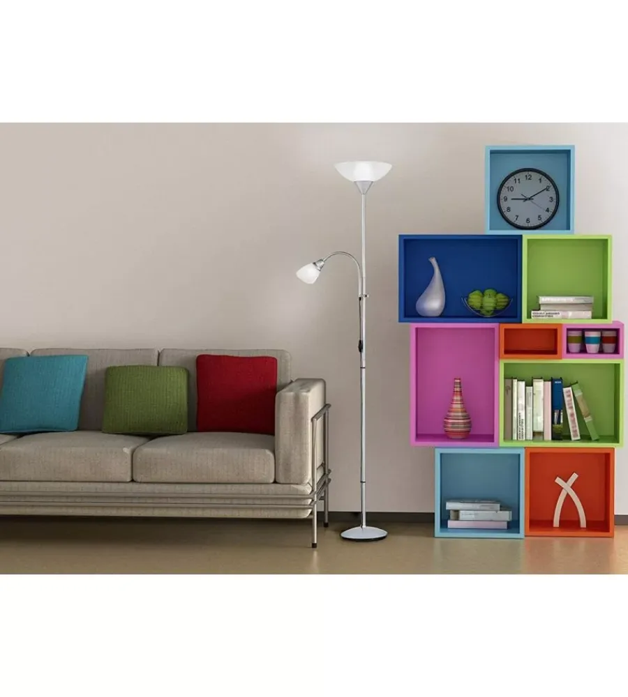 Illuminazione Per Interno|Piantana con braccio per lettura colore bianco, 180 cm
