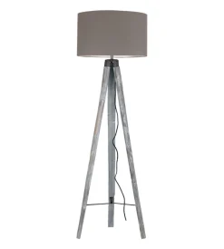 Illuminazione Per Interno|Piantana "gallery" in legno e tessuto grigio decape, h156 cm