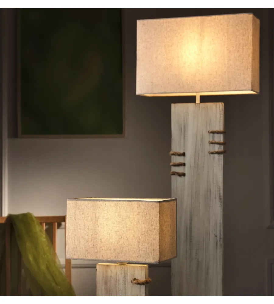 Sale Piantana "gea" legno e corda, e27 Illuminazione Per Interno