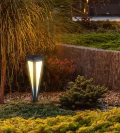 Illuminazione Per Esterno- Piantana led solare da esterno vtac nero a cono con telecomando 3000k