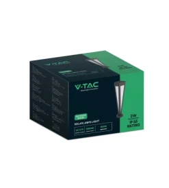 Illuminazione Per Esterno- Piantana led solare da esterno vtac nero a cono con telecomando 3000k