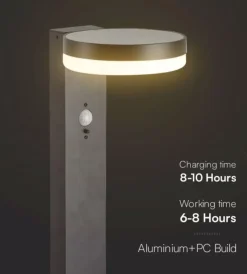 Piantana led solare da esterno vtac nero rotonda 3000k Illuminazione Per Esterno