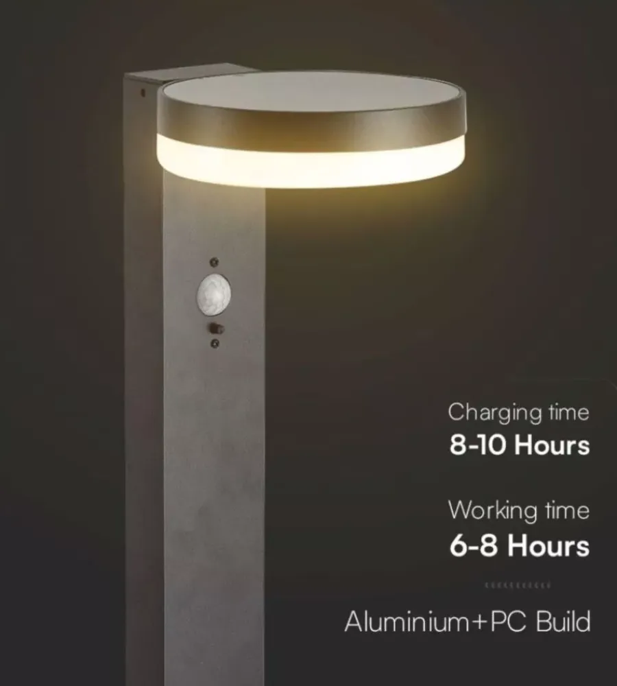 Piantana led solare da esterno vtac nero rotonda 3000k Illuminazione Per Esterno