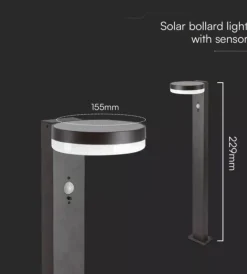 Piantana led solare da esterno vtac nero rotonda 3000k Illuminazione Per Esterno
