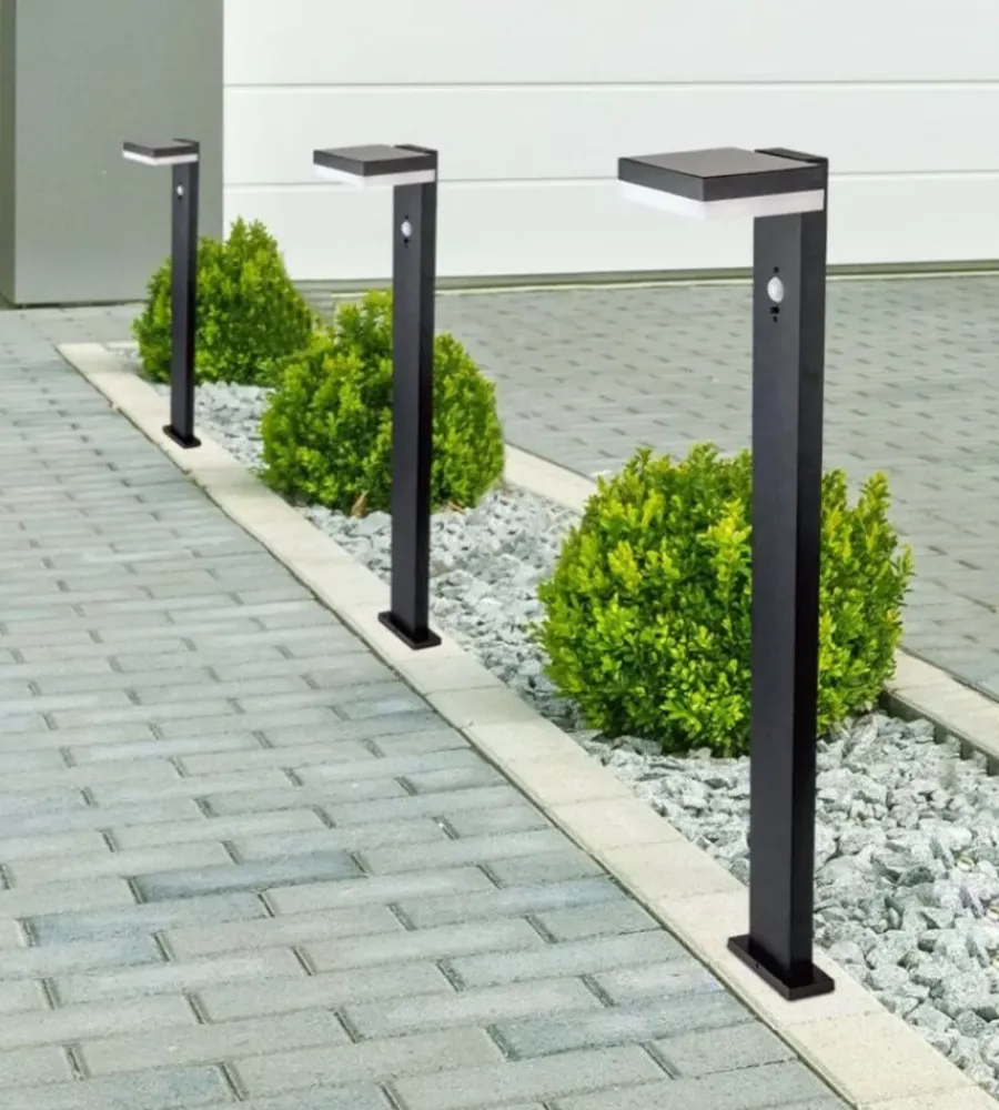 Illuminazione Per Esterno|Piantana led solare da esterno vtac quadrata nero 3000k