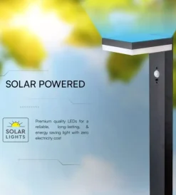 Illuminazione Per Esterno|Piantana led solare da esterno vtac quadrata nero 3000k