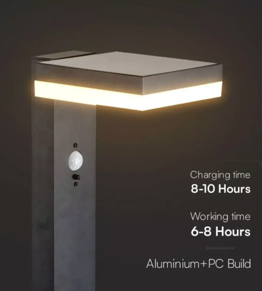 Illuminazione Per Esterno|Piantana led solare da esterno vtac quadrata nero 3000k