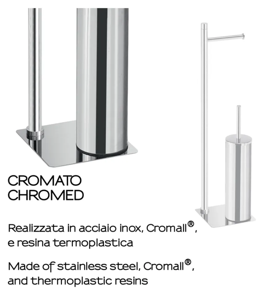 Accessori Bagno|Piantana portarotolo e scopino wc gedy "trilly" in acciaio inox cromato