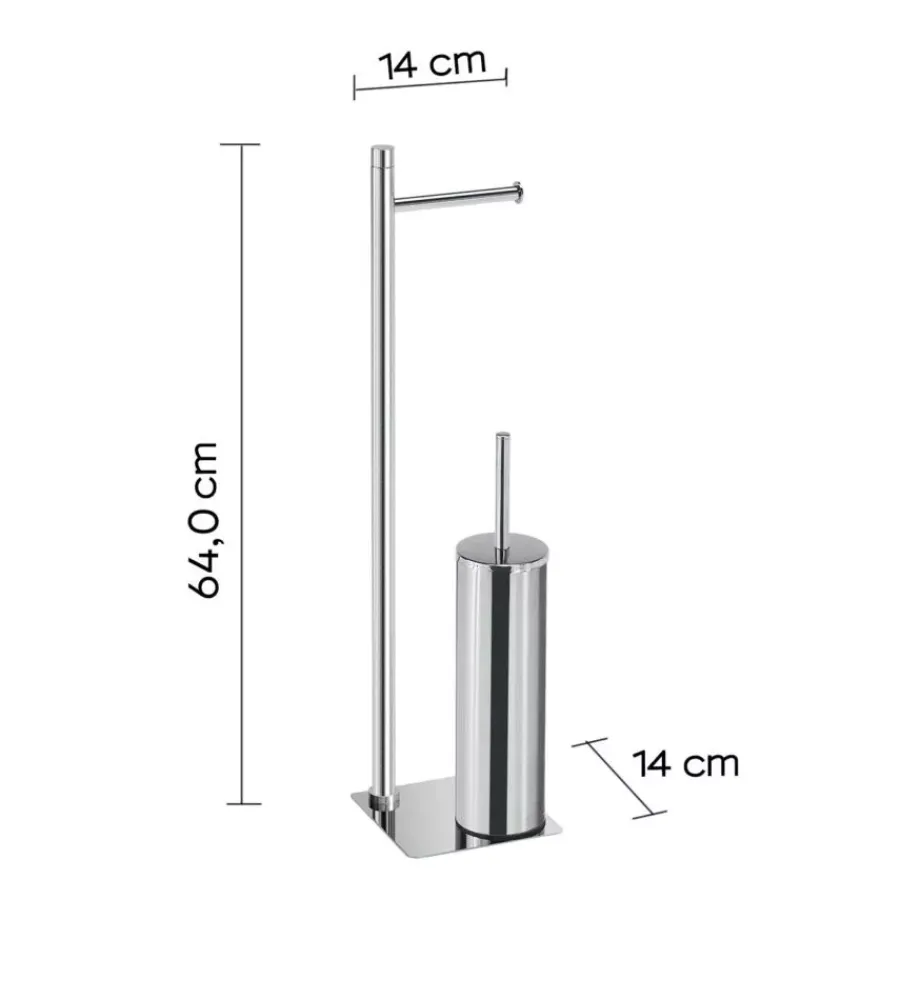Accessori Bagno|Piantana portarotolo e scopino wc gedy "trilly" in acciaio inox cromato