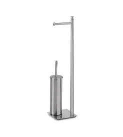 Accessori Bagno- Piantana portarotolo e scopino wc gedy "trilly" in acciaio inox spazzolato