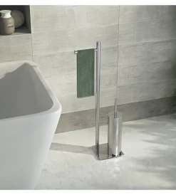 Accessori Bagno- Piantana portarotolo e scopino wc gedy "trilly" in acciaio inox spazzolato