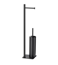 Accessori Bagno- Piantana portarotolo e scopino wc gedy "trilly" in acciaio inox nero