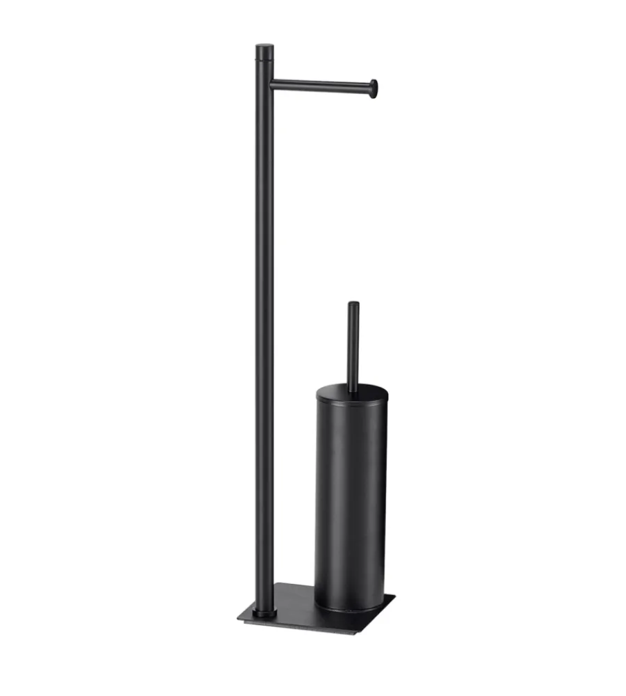 Accessori Bagno- Piantana portarotolo e scopino wc gedy "trilly" in acciaio inox nero