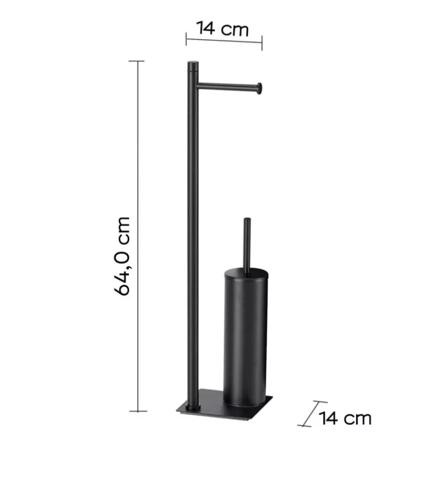 Accessori Bagno- Piantana portarotolo e scopino wc gedy "trilly" in acciaio inox nero