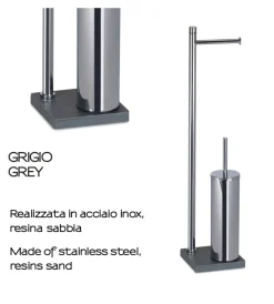 Accessori Bagno- Piantana portarotolo e scopino wc gedy