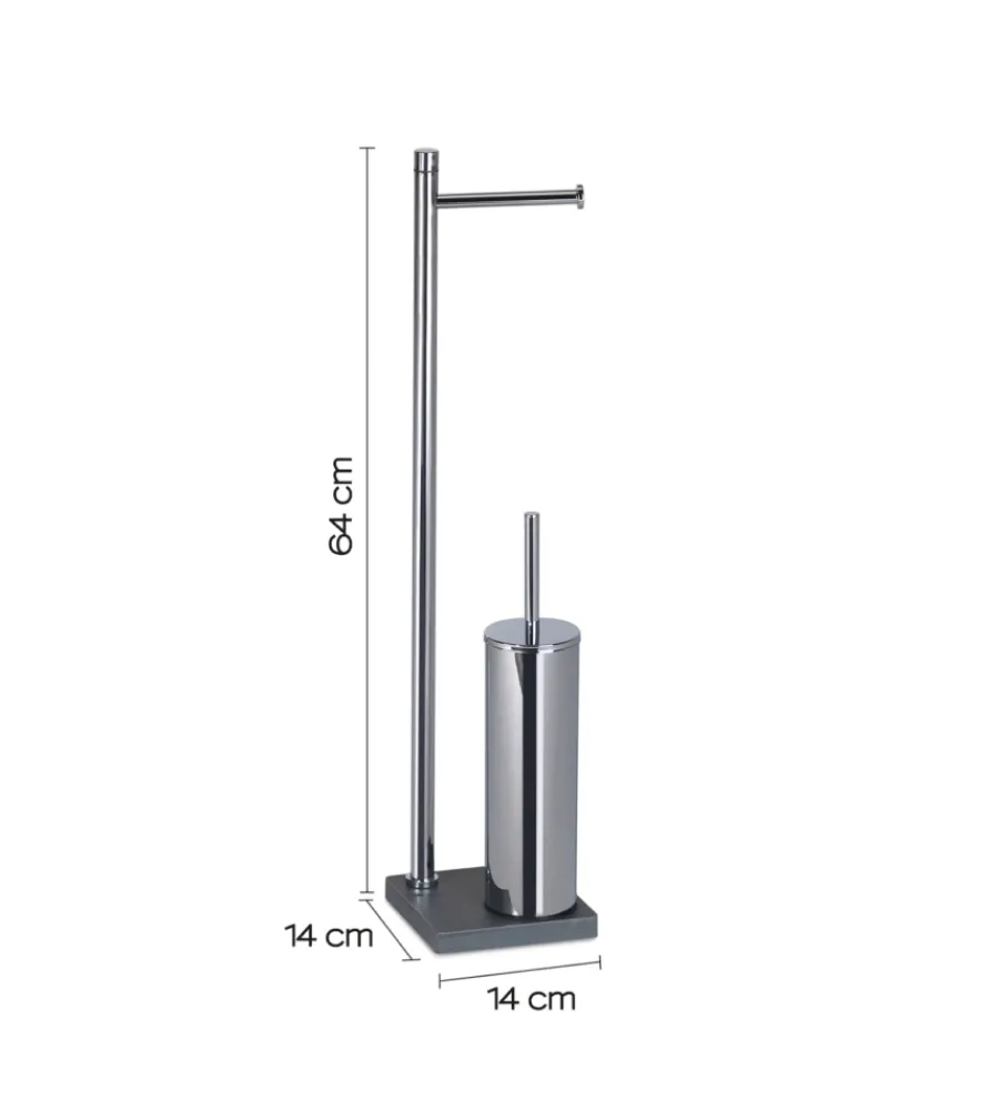 Accessori Bagno- Piantana portarotolo e scopino wc gedy "trilly" in acciaio inox grigio