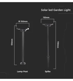 Illuminazione Per Esterno- Piantana solare da giardino 2w con sensore, 15,5x72 cm