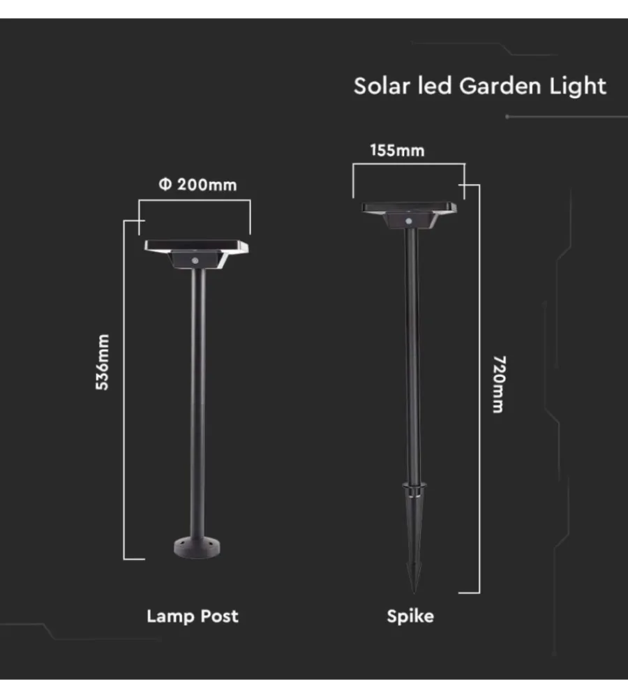 Illuminazione Per Esterno- Piantana solare da giardino 2w con sensore, 15,5x72 cm