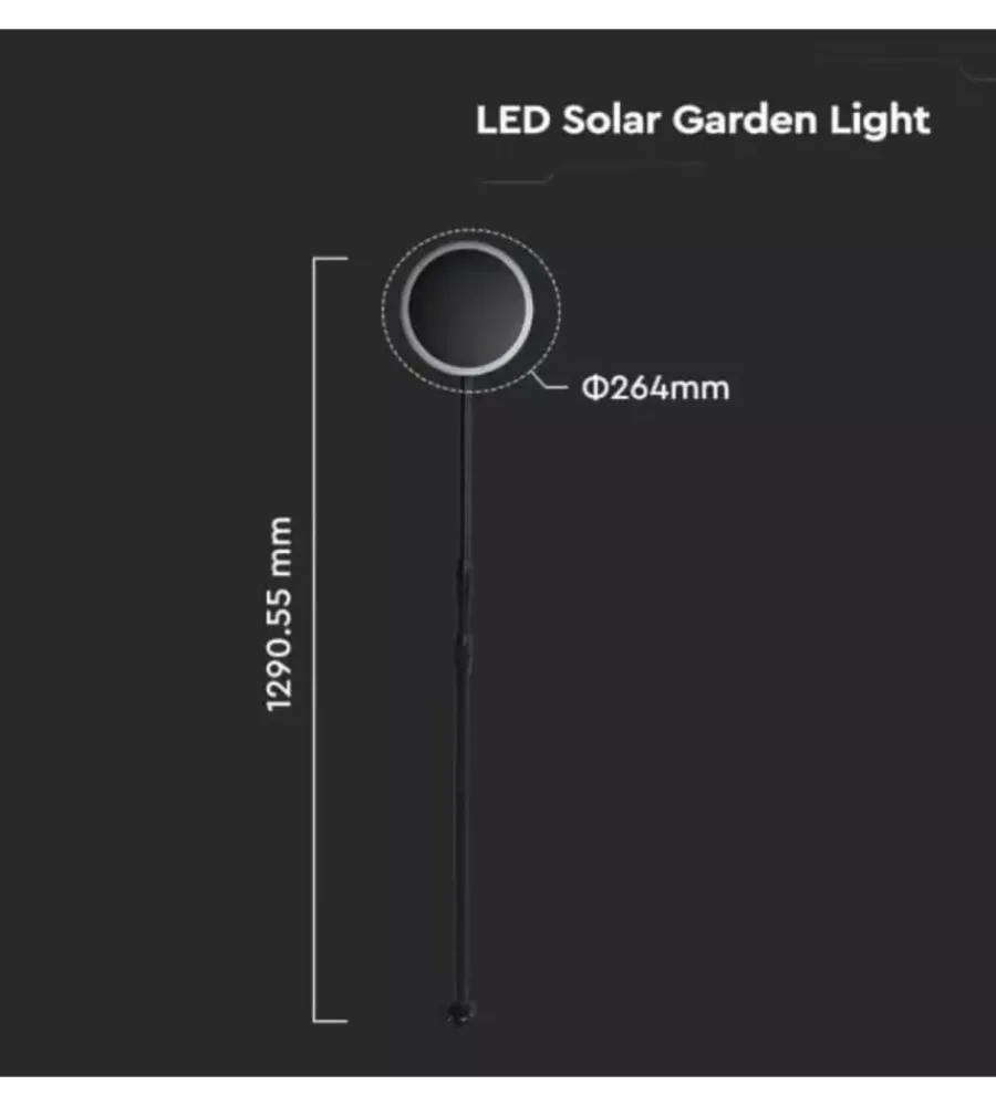 Illuminazione Per Esterno|Piantana solare led da esterno nero 3000k, 8w