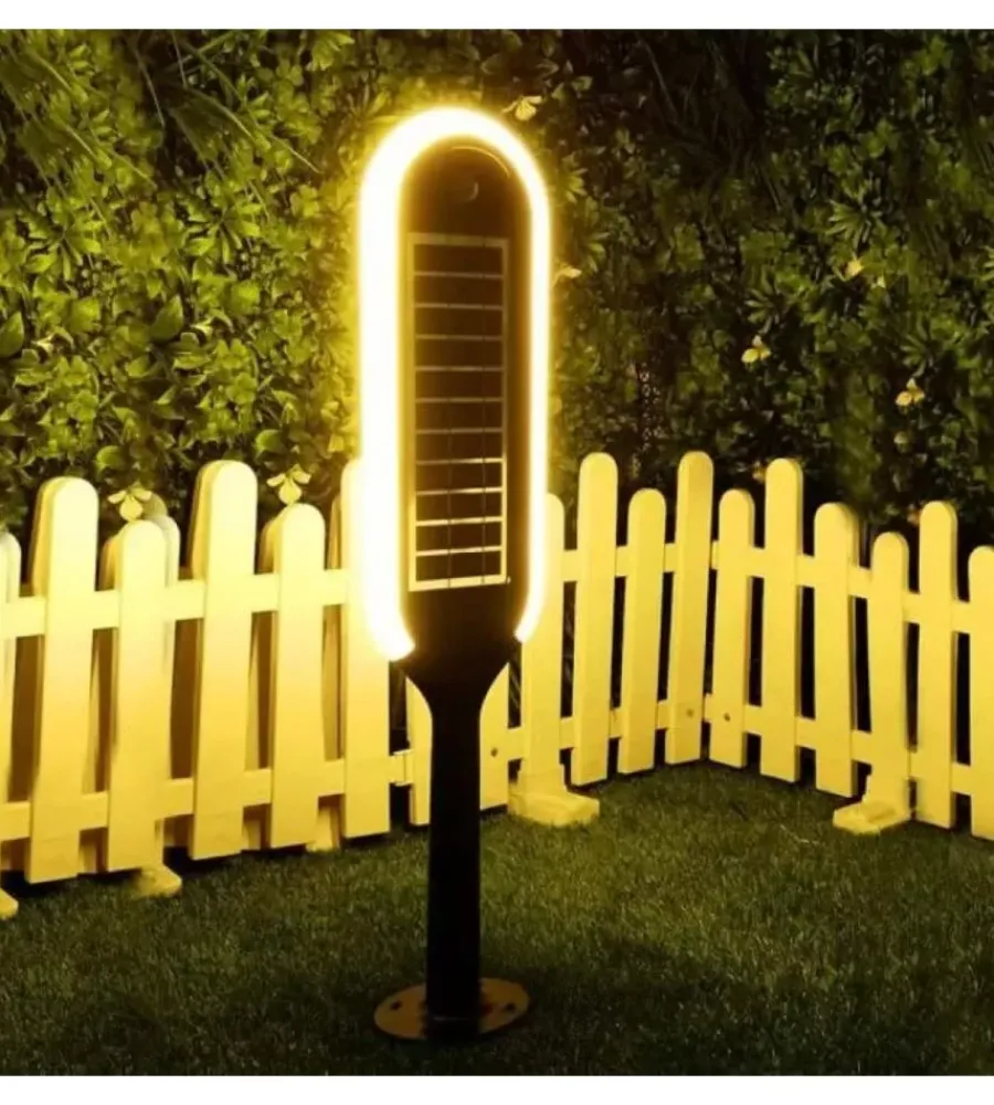 Illuminazione Per Esterno- Piantana solare led da giardino bianca e nera 3000k, 5w