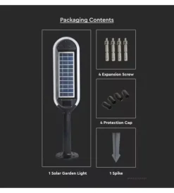 Illuminazione Per Esterno- Piantana solare led da giardino bianca e nera 3000k, 5w