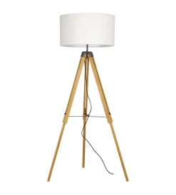 Illuminazione Per Interno|Piantana "studios" in legno naturale e tessuto bianco, h151 cm