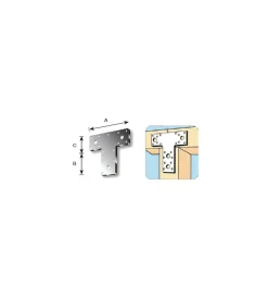 Ferramenta Per Esterno|Piastra a "t" forata 160 x 98 x 45 mm.