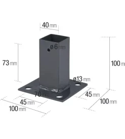 Reti, Recizioni E Cancelli Per Giardino|Piastra di fissaggio per palo in metallo grigio 40x40 cm