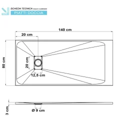 Outlet Piatto doccia effetto pietra tortora, 80x140 cm Docce E Accessori