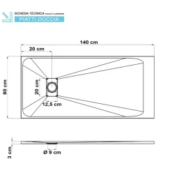 Docce E Accessori|Piatto doccia effetto pietra bianco, 80x140 cm