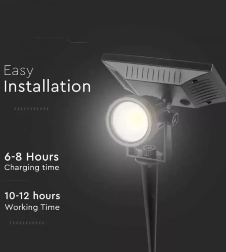 Illuminazione Per Esterno|Picchetto faretto led da esterno vtac nero 3000k