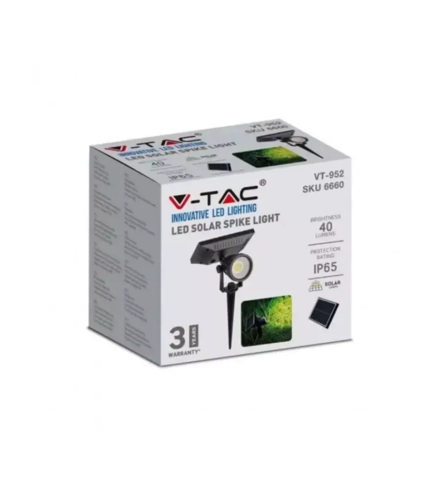 Illuminazione Per Esterno|Picchetto faretto led da esterno vtac nero 3000k