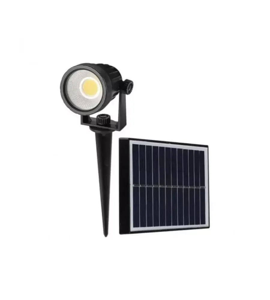 Illuminazione Per Esterno- Picchetto faretto led solare da esterno vtac nero 400k