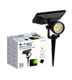 Illuminazione Per Esterno- Picchetto faretto led solare da esterno vtac nero 400k