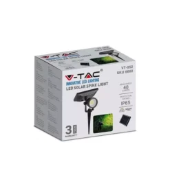 Illuminazione Per Esterno- Picchetto faretto led solare da esterno vtac nero 400k