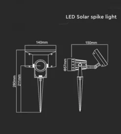 Illuminazione Per Esterno- Picchetto faretto led solare da esterno vtac nero 400k