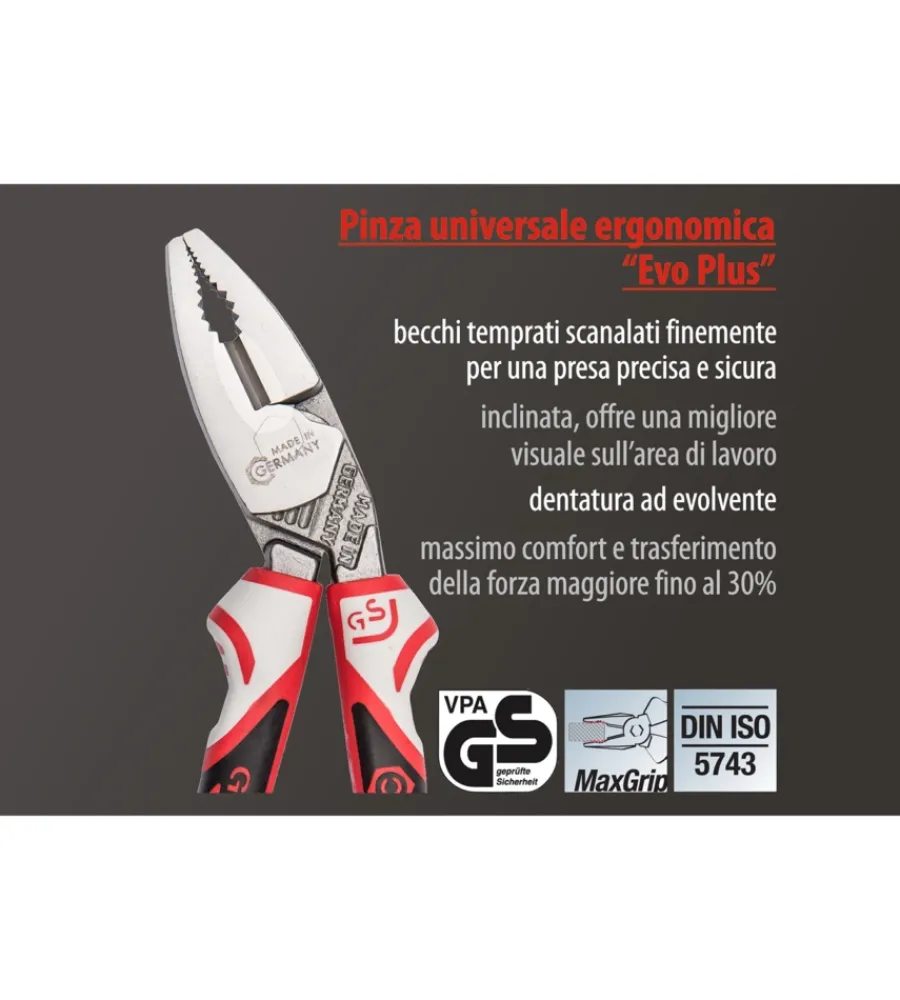 Pinze E Tenaglie- Pinza universale ergonomica 3k evo plus 190 mm.