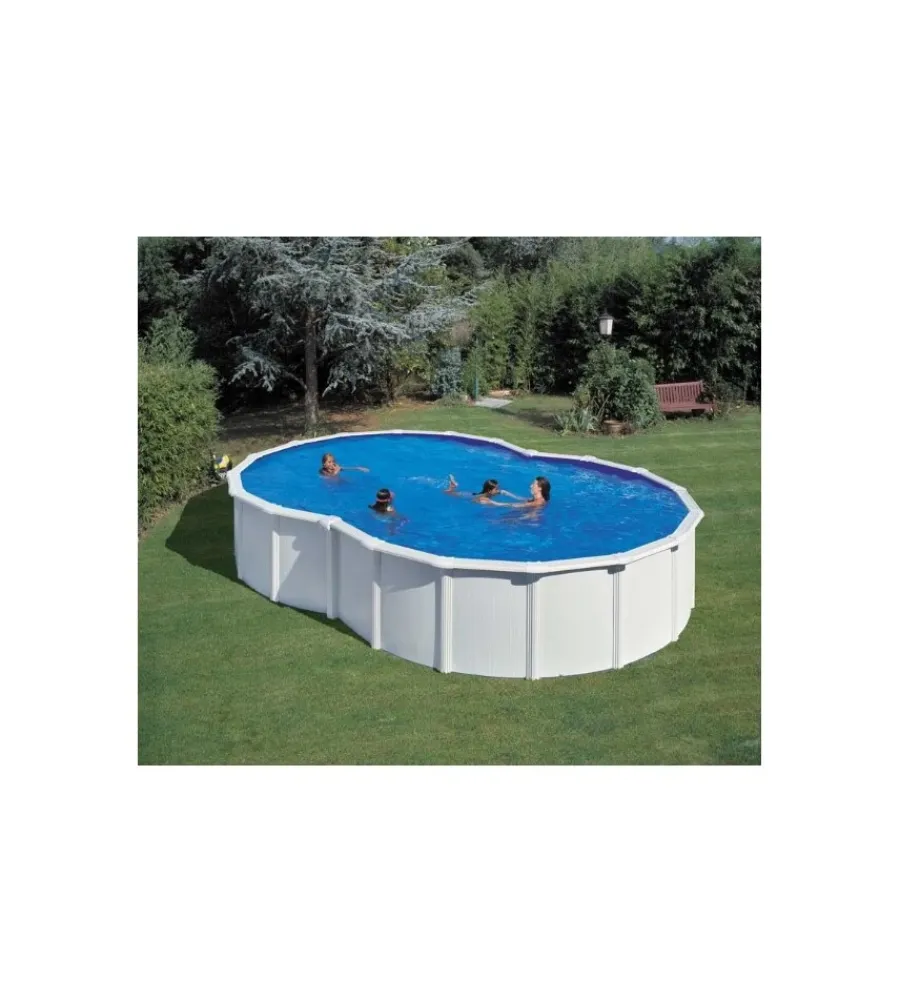 Piscine-Gre Piscina fuori terra a forma di otto "varadero" in acciaio colore bianco 640x390x120 - cod. kitprov6270