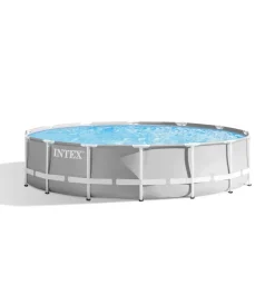 Intex Piscine|Piscina fuori terra autoportante rotonda  "prisma frame" grigio chiaro 427x427x107 cm