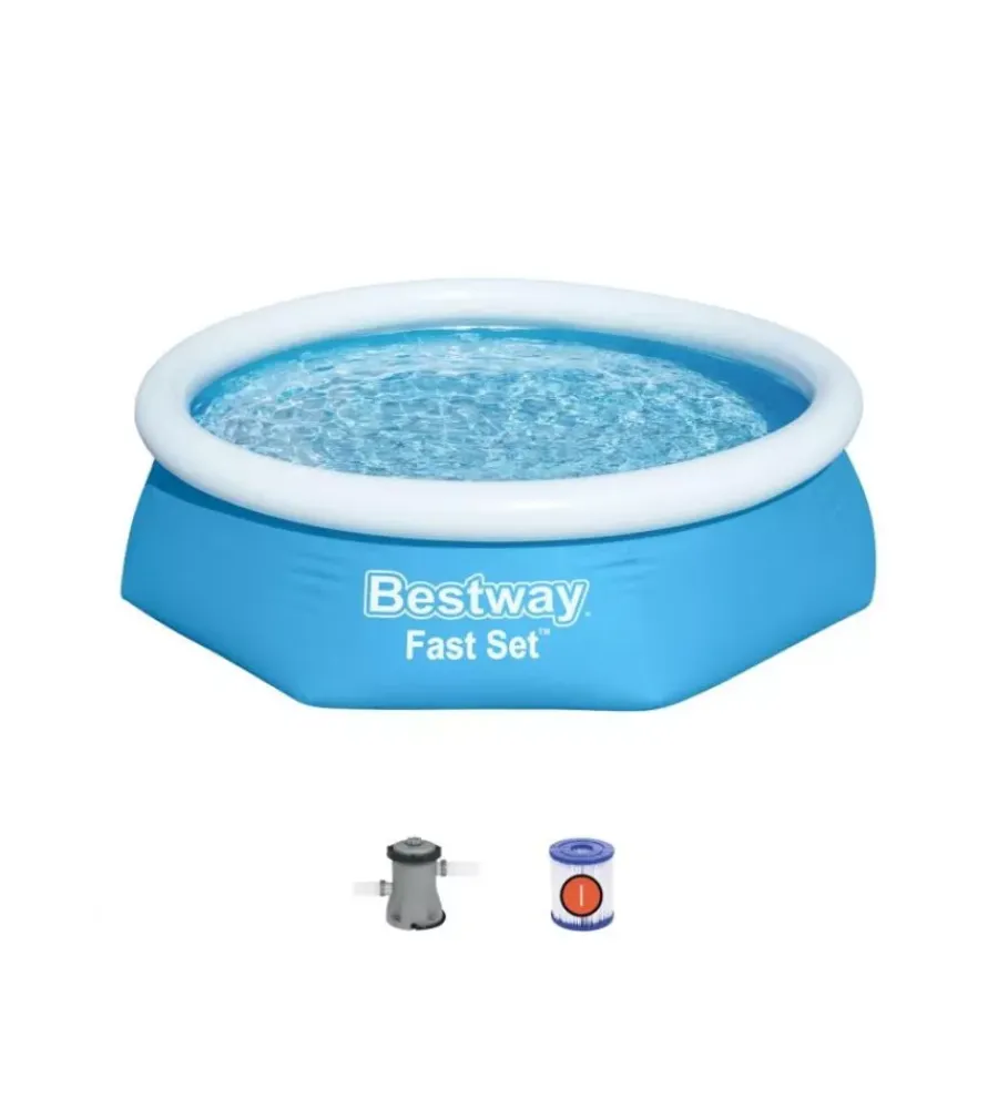 Piscine-Bestway Piscina fuori terra autoportante rotonda "fast set" con pompa e filtro a cartuccia 244x61 cm - cod. 57450