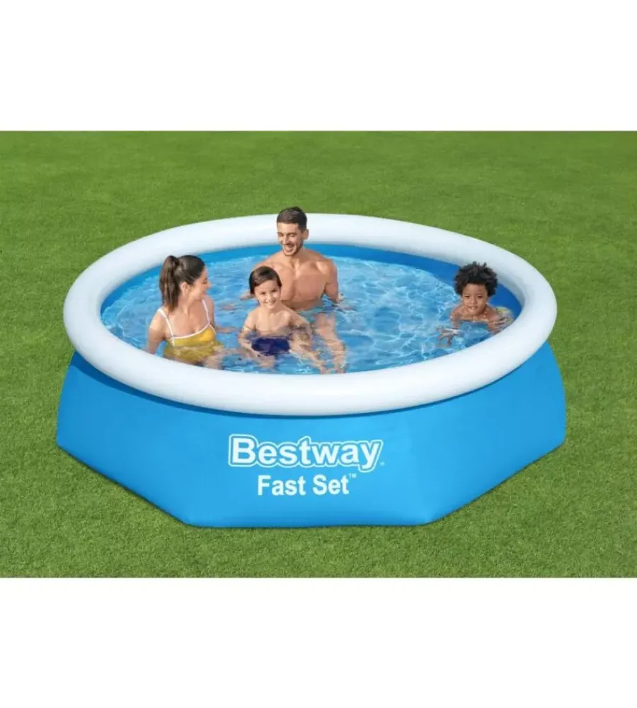 Piscine-Bestway Piscina fuori terra autoportante rotonda "fast set" con pompa e filtro a cartuccia 244x61 cm - cod. 57450