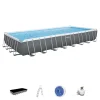 Bestway Piscine|Piscina fuori terra con struttura rettangolare "power steel frame" con telo, pompa e scaletta grigio scuro 956x488x132 cm - cod. 56623-new
