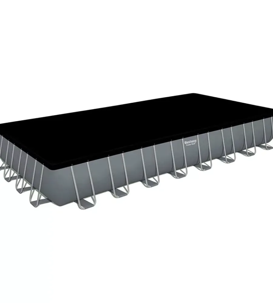 Bestway Piscine|Piscina fuori terra con struttura rettangolare "power steel frame" con telo, pompa e scaletta grigio scuro 956x488x132 cm - cod. 56623-new