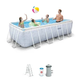 Intex Piscine|Piscina fuori terra con struttura rettangolare "prisma frame chevron" effetto rigato blu 400x200x100 cm - cod. 26780np