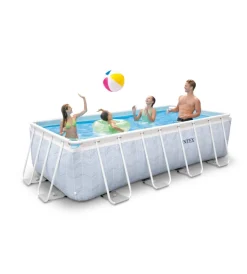 Intex Piscine|Piscina fuori terra con struttura rettangolare "prisma frame chevron" effetto rigato blu 400x200x100 cm - cod. 26780np