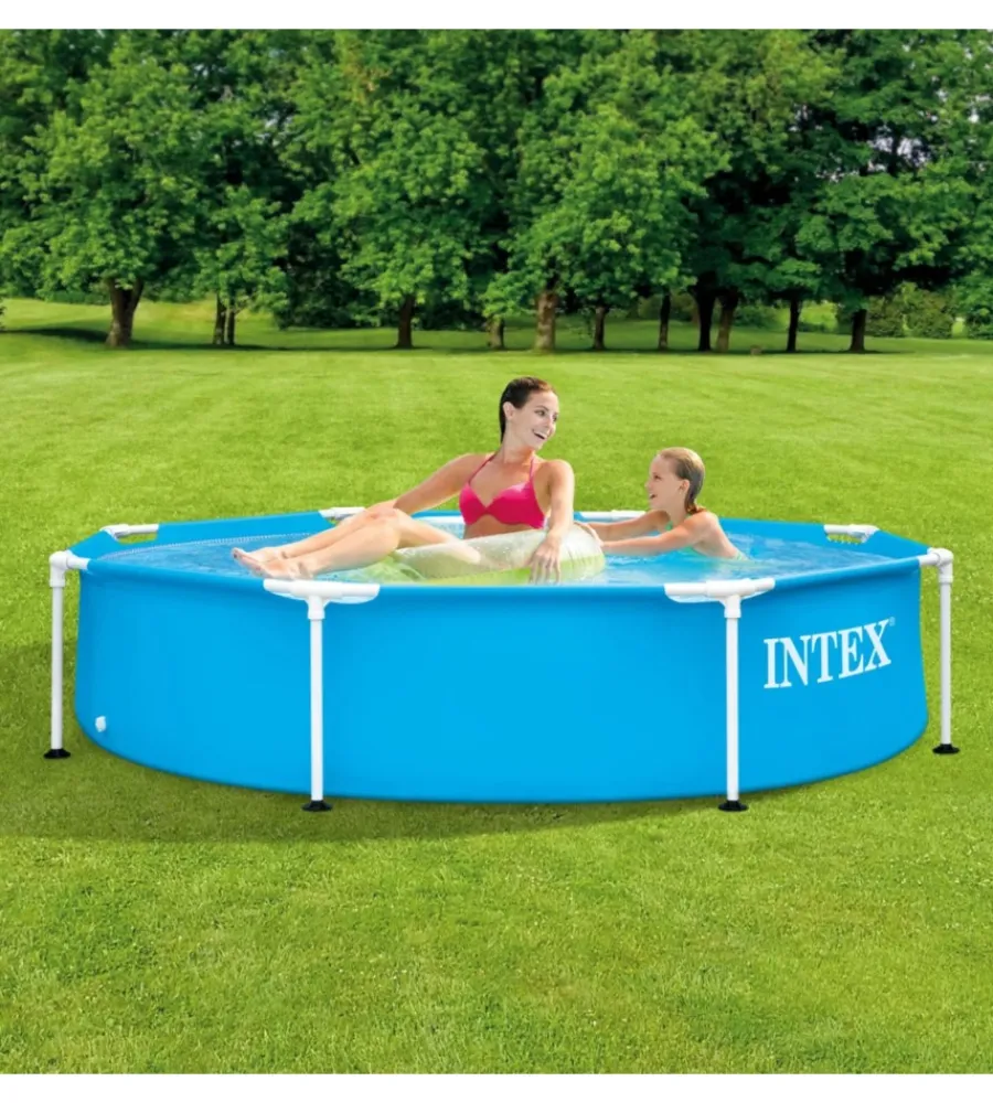 Piscine-Intex Piscina fuori terra con struttura rotonda "metal frame" azzurro 244x244x51 cm - cod. 28205np