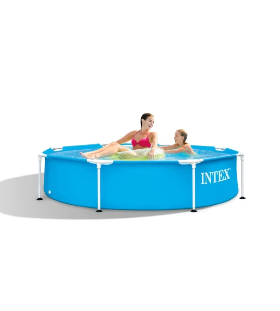 Piscine-Intex Piscina fuori terra con struttura rotonda "metal frame" azzurro 244x244x51 cm - cod. 28205np