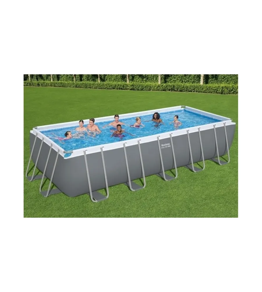 Piscina fuori terra con struttura rettangolare "steel pro max" grigio chiaro 640x274x132 cm Piscine