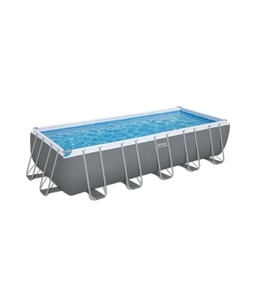 Piscina fuori terra con struttura rettangolare "steel pro max" grigio chiaro 640x274x132 cm Piscine