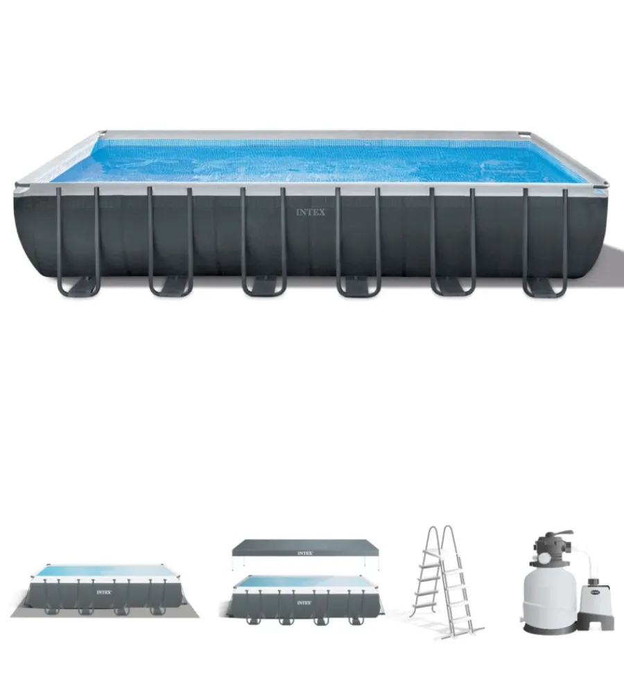 Discount Piscina fuori terra con struttura rettangolare "ultra xtr frame" antracite 732x366x132cm - cod. 26364np Piscine